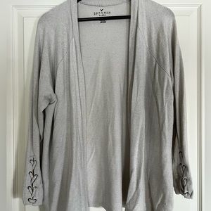 American Eagle Off-White Cardigan with Sleeve Detail